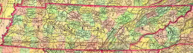 1834 Map of Tennessee.
