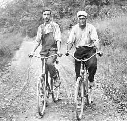 Biking down Tellico River...Riders unknown...thought to be Circa 1930's.