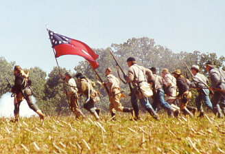 Rebels charge Union stronghold.